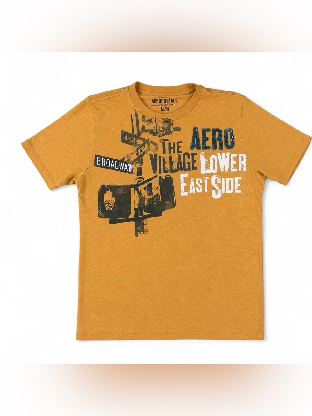 2000s Aeropostale Mustard NYC Lower Graphic Tee – Men’s M